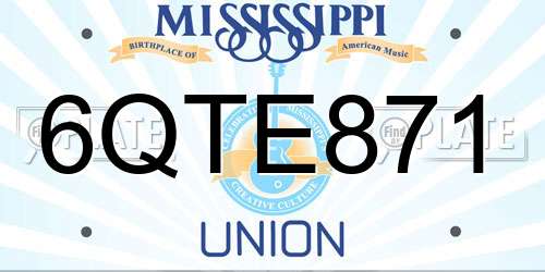 6QTE871 Mississippi License Plate