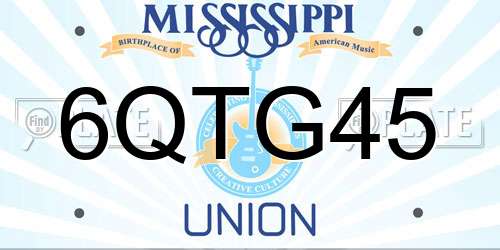 6QTG45 Mississippi License Plate