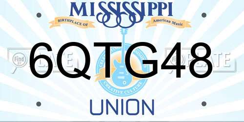 6QTG48 Mississippi License Plate