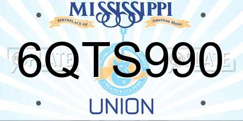 6QTS990 Mississippi License Plate
