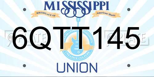 6QTT145 Mississippi License Plate