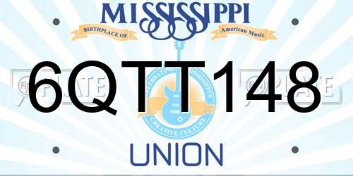 6QTT148 Mississippi License Plate