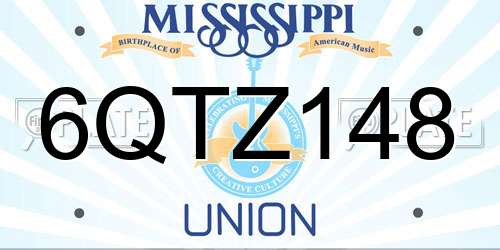 6QTZ148 Mississippi License Plate
