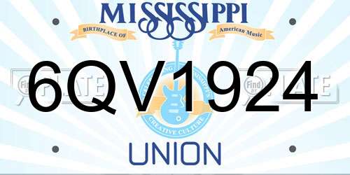 6QV1924 Mississippi License Plate
