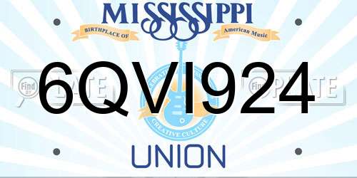 6QVI924 Mississippi License Plate