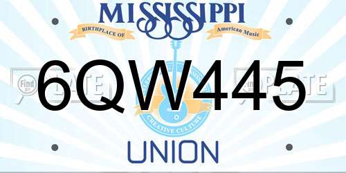 6QW445 Mississippi License Plate