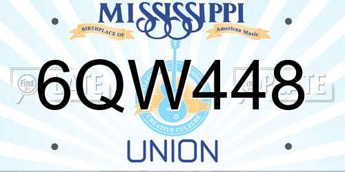 6QW448 Mississippi License Plate