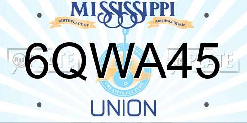 6QWA45 Mississippi License Plate
