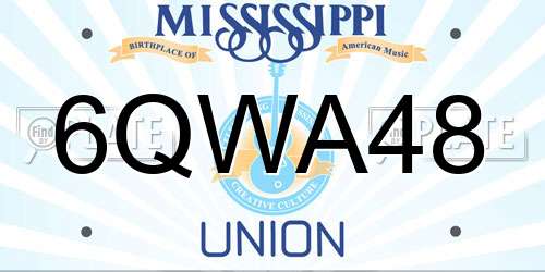 6QWA48 Mississippi License Plate