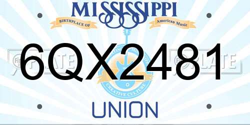 6QX2481 Mississippi License Plate