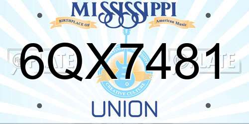 6QX7481 Mississippi License Plate