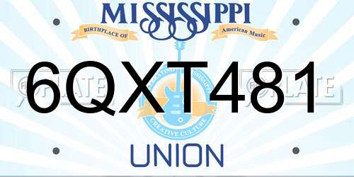 6QXT481 Mississippi License Plate