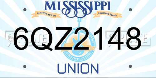 6QZ2148 Mississippi License Plate