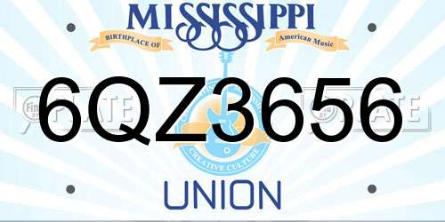 6QZ3656 Mississippi License Plate