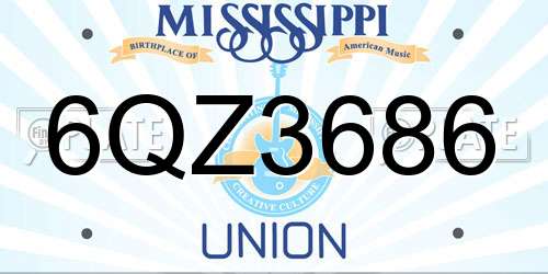 6QZ3686 Mississippi License Plate