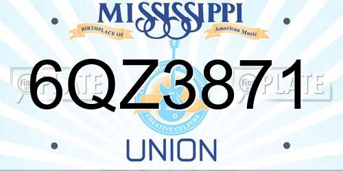 6QZ3871 Mississippi License Plate