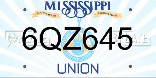 6QZ645 Mississippi License Plate