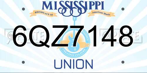 6QZ7148 Mississippi License Plate