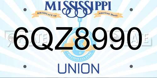 6QZ8990 Mississippi License Plate