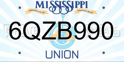 6QZB990 Mississippi License Plate