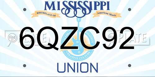6QZC92 Mississippi License Plate