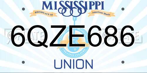 6QZE686 Mississippi License Plate