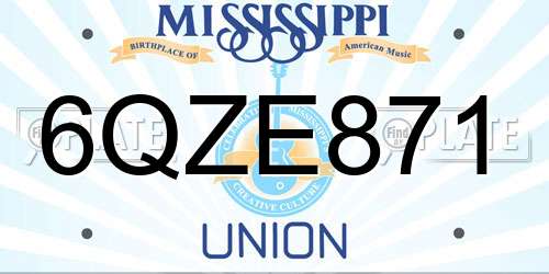 6QZE871 Mississippi License Plate