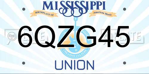 6QZG45 Mississippi License Plate