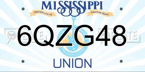 6QZG48 Mississippi License Plate