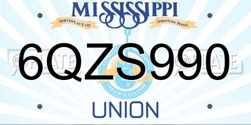 6QZS990 Mississippi License Plate