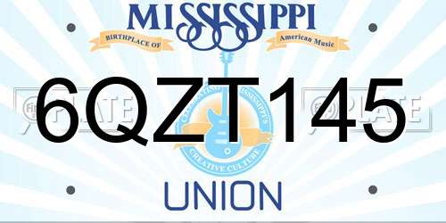 6QZT145 Mississippi License Plate