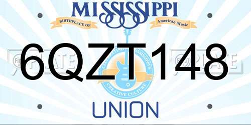 6QZT148 Mississippi License Plate