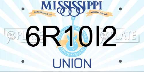 6R10I2 Mississippi License Plate