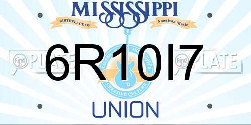 6R10I7 Mississippi License Plate