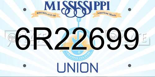 6R22699 Mississippi License Plate