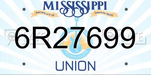6R27699 Mississippi License Plate