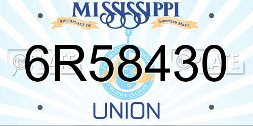 6R58430 Mississippi License Plate