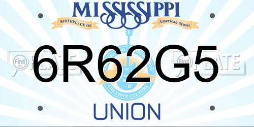 6R62G5 Mississippi License Plate