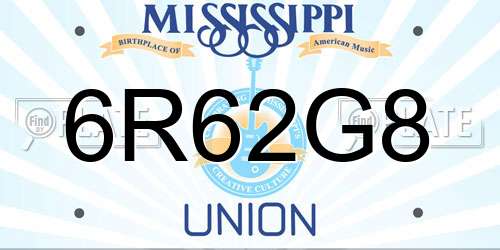 6R62G8 Mississippi License Plate