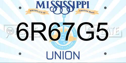 6R67G5 Mississippi License Plate