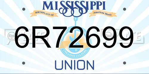 6R72699 Mississippi License Plate