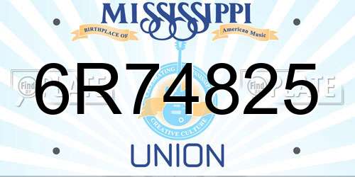 6R74825 Mississippi License Plate