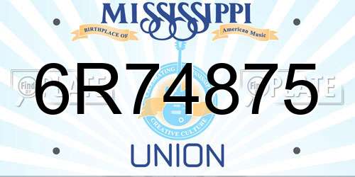 6R74875 Mississippi License Plate