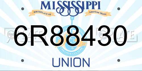 6R88430 Mississippi License Plate