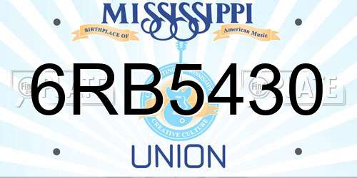 6RB5430 Mississippi License Plate
