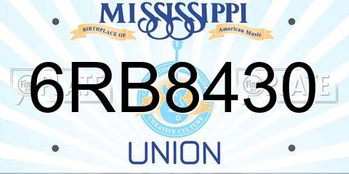 6RB8430 Mississippi License Plate
