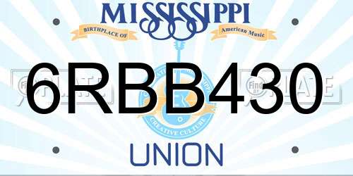 6RBB430 Mississippi License Plate