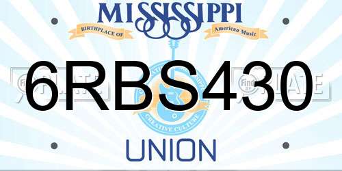 6RBS430 Mississippi License Plate
