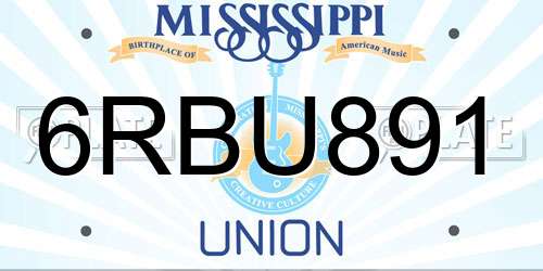 6RBU891 Mississippi License Plate