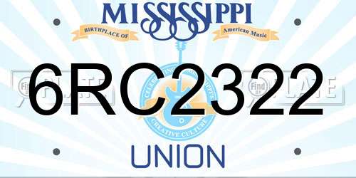 6RC2322 Mississippi License Plate